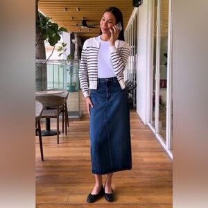 Uniqlo Dark Blue Denim Straight Maxi Skirt